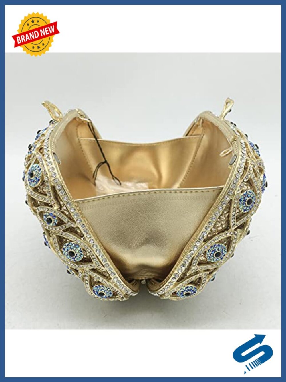 Rhinestone Crystal Evening Clutch Bag Formal Magnetic Closure - Picture 5 of 6
